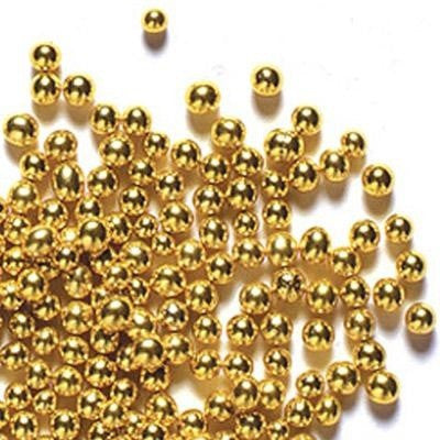 Metallic Gold Edible Sugar Pearl Dragees 6mm by Party Shop Emporium